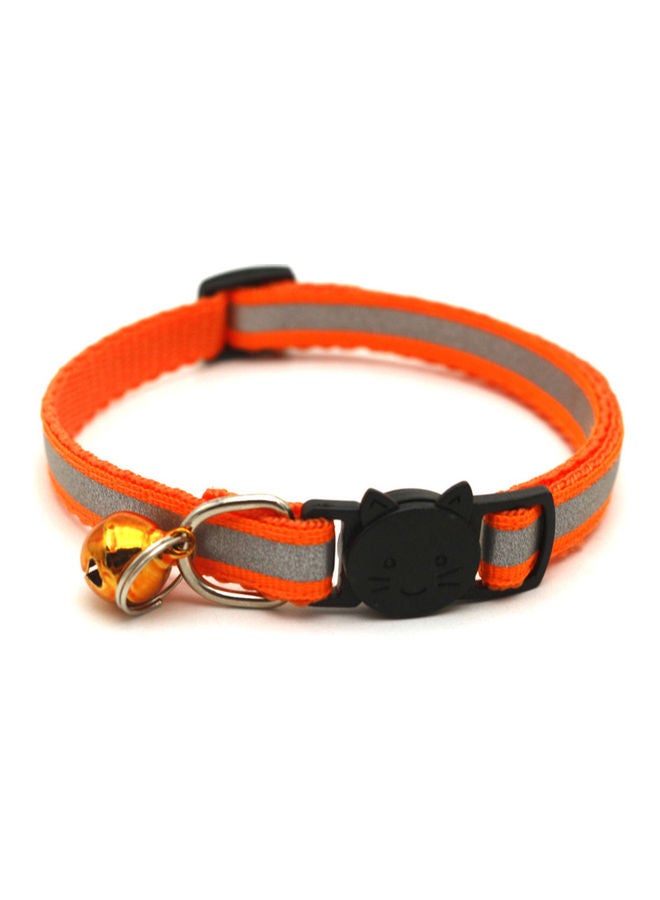 Reflective Patch Release Buckle Bell Tightness Pet Collar Orange/Grey 15 x 1cm - Image 1