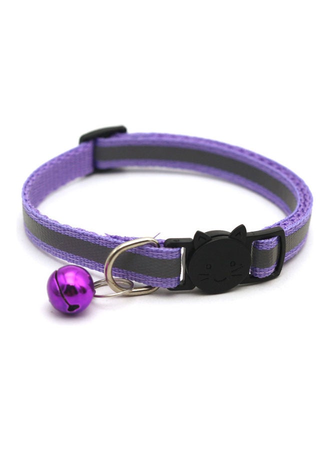 Generic Reflective Patch Release Buckle Bell Tightness Pet Collar Purple/Grey 15 x 1cm