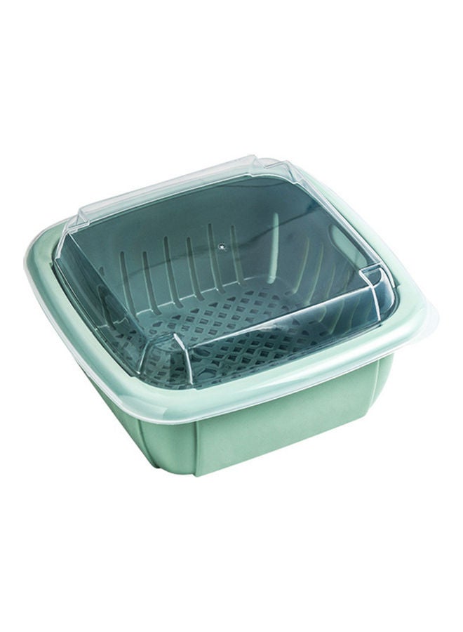 2 in 1 Collapsible Kitchen Colander Fruit Vegetable Strainer Set Green 21.00 x 8.50 x 21.00cm
