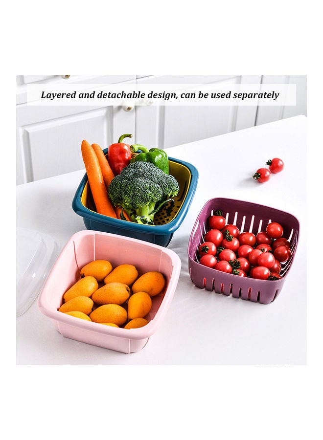 طقم مصفاة خضار وفواكه قابلة للطي 2 في 1 للمطبخ أصفر 21.00 x 8.50 x 21.00سم - Image 3