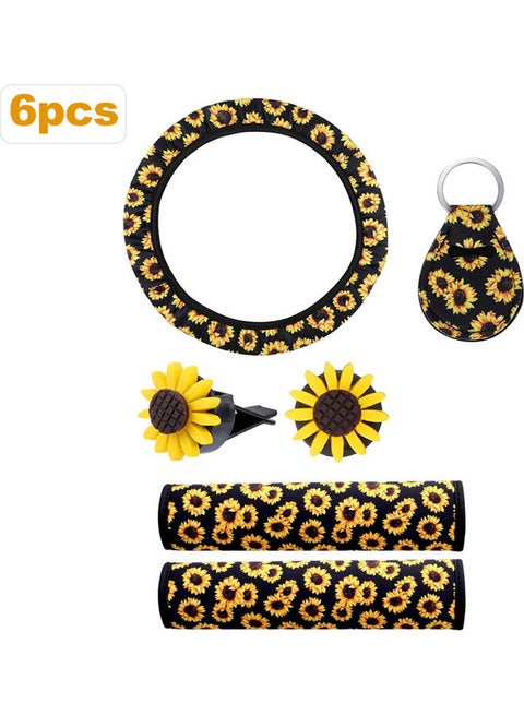6 Pieces Sunflower Car Accessories Set