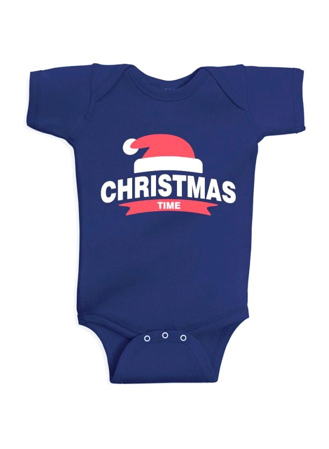 Twinkle Hands Christmas Time Printed Onesie Navy/White/Red - Image 1