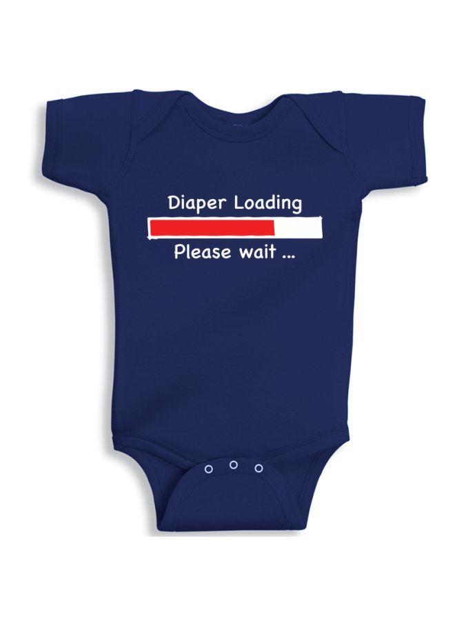 Twinkle Hands Diaper Loading Printed Onesie Navy/Red/White - Image 1