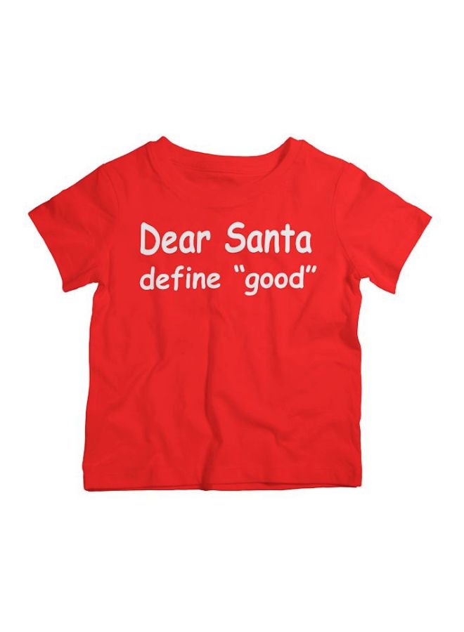 توينكل هاندس تيشيرت مطبوع عليه عبارة "Dear Santa Define Good" أحمر/أبيض - Image 1