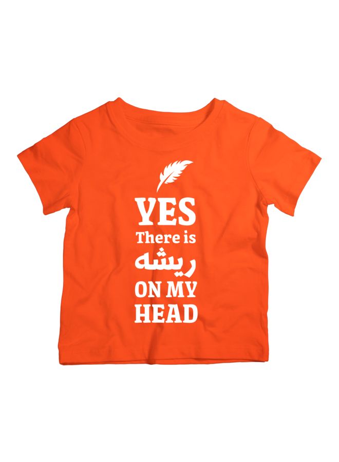 Twinkle Hands Yes There Is Feather On My Head Printed T-Shirt Orange/White - Image 1