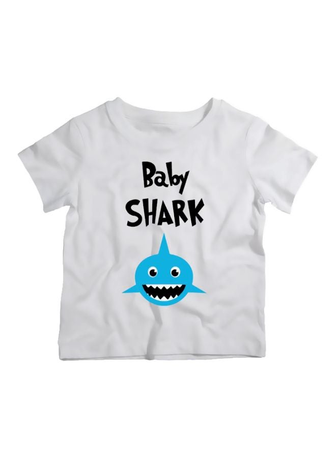 Twinkle Hands Baby Shark Printed T-Shirt White/Black/Blue - Image 1