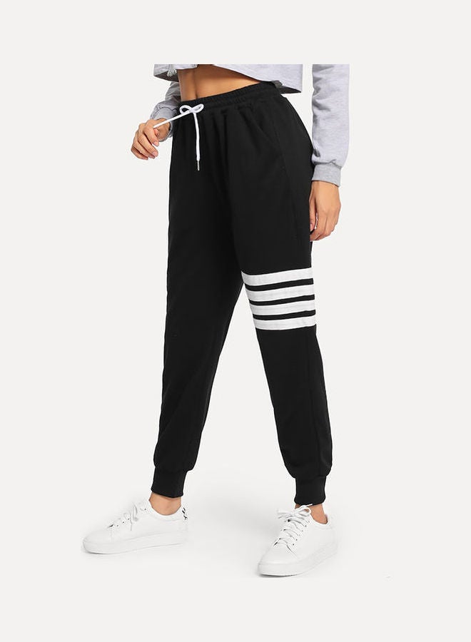 Women's Harem Pants Pocket Drawstring High Waist Trousers Black  - Image 1