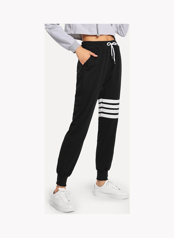 Women's Harem Pants Pocket Drawstring High Waist Trousers Black  - Image 2