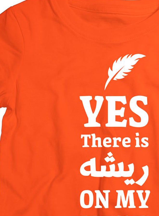 Twinkle Hands Yes There Is Feather On My Head Printed T-Shirt Orange/White - Image 2