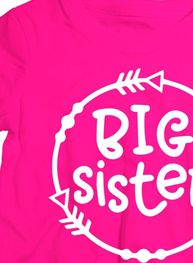 Twinkle Hands Big Sister Printed T-Shirt Pink/White - Image 3