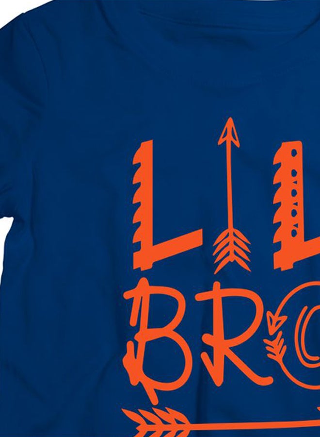 Twinkle Hands Lil Bro Printed T-Shirt Navy/Orange - Image 2
