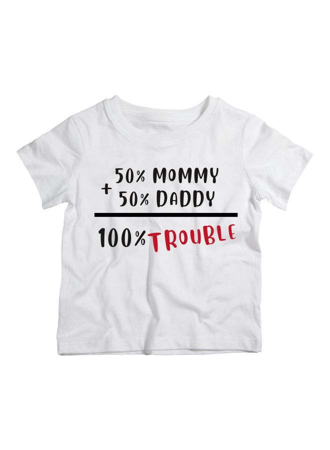 Twinkle Hands 50 Percent Mommy 50 Percent Daddy Printed T-Shirt White/Black/Red - Image 1