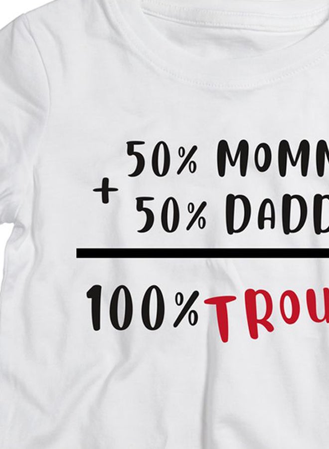 Twinkle Hands 50 Percent Mommy 50 Percent Daddy Printed T-Shirt White/Black/Red - Image 3