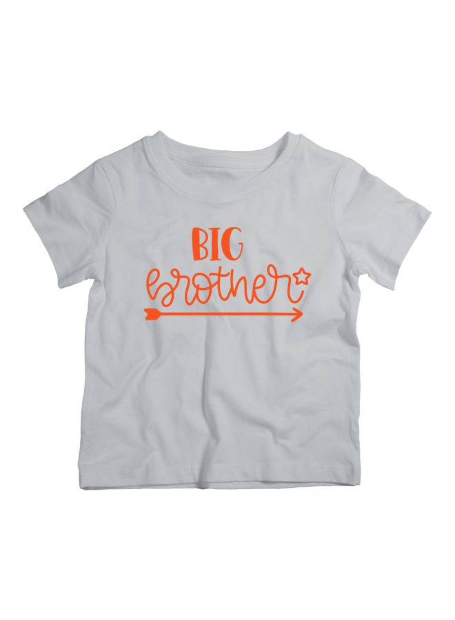 Twinkle Hands Big Brother Printed T-Shirt White/Orange - Image 1