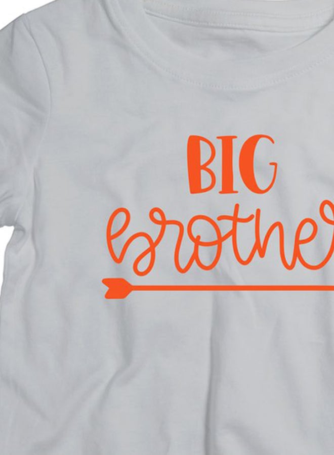 Twinkle Hands Big Brother Printed T-Shirt White/Orange - Image 2