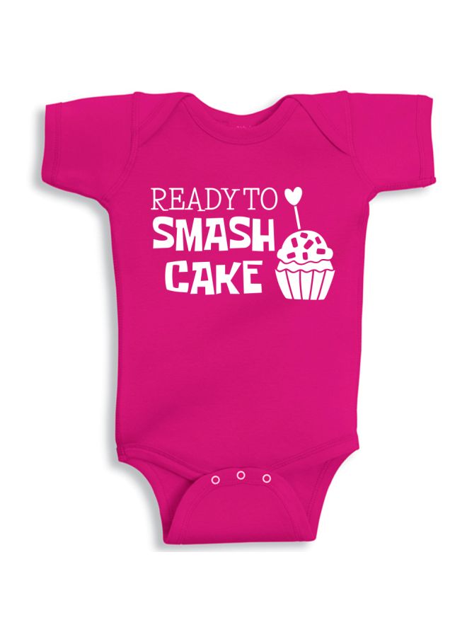 Twinkle Hands Ready To Smash Cake Printed Onesie Pink/White - Image 1