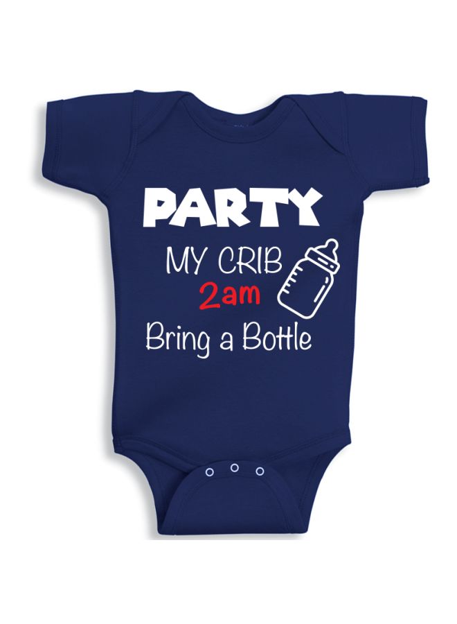 Twinkle Hands Party In My Crib Printed Onesie Navy Blue/White/Red  - Image 1