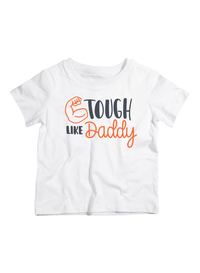 Twinkle Hands Tough Like Daddy Printed T-Shirt White/Black/Orange - Image 1