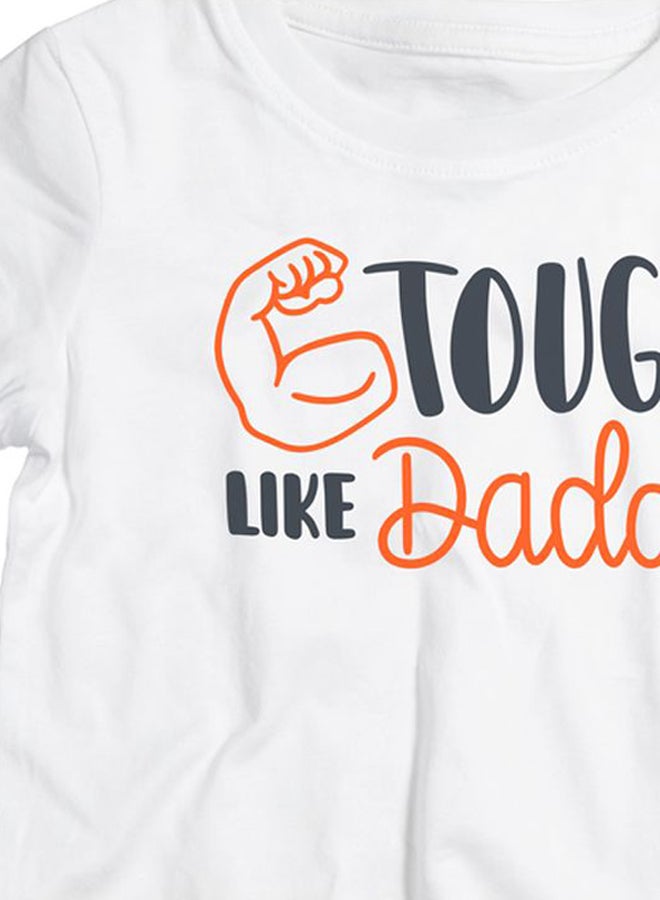 Twinkle Hands Tough Like Daddy Printed T-Shirt White/Black/Orange - Image 3