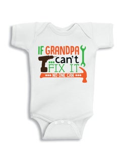 If Grandpa Can't Fix It Printed Onesie White/Orange/Green