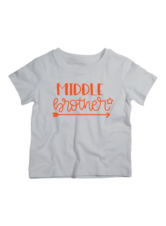 Twinkle Hands Middle Brother Printed T-Shirt Grey/Orange - Image 1