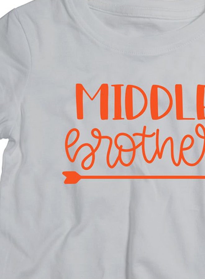 Twinkle Hands Middle Brother Printed T-Shirt Grey/Orange - Image 3