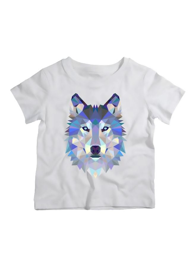 Twinkle Hands Wolf Printed T-Shirt White/Blue/Violet - Image 1