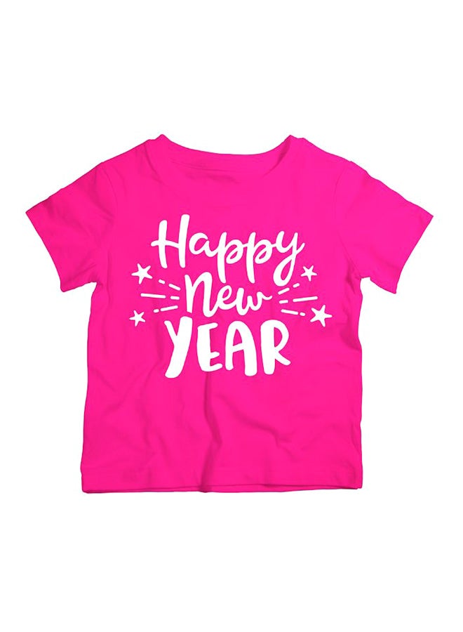 Twinkle Hands Happy New Year Printed T-Shirt Pink/White - Image 1