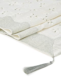 Ikras Decorative Fabric Runner White/Silver 50x150cm  - Image 3