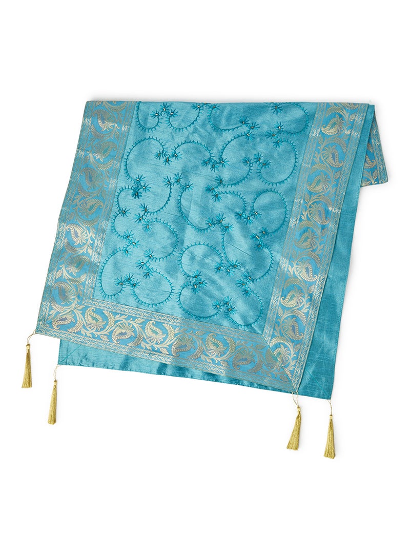 Ikras Decorative Fabric Runner Blue 50x150cm  - Image 1