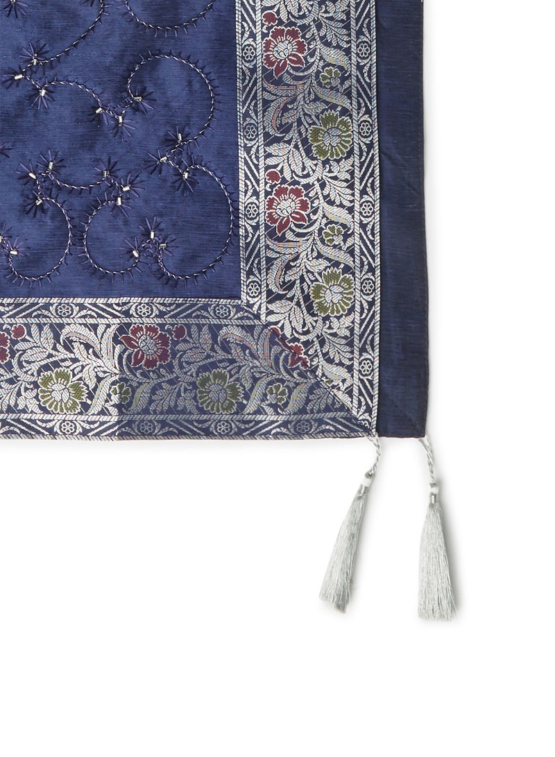 Ikras Decorative Fabric Runner Blue/Silver 40x180cm - Image 2