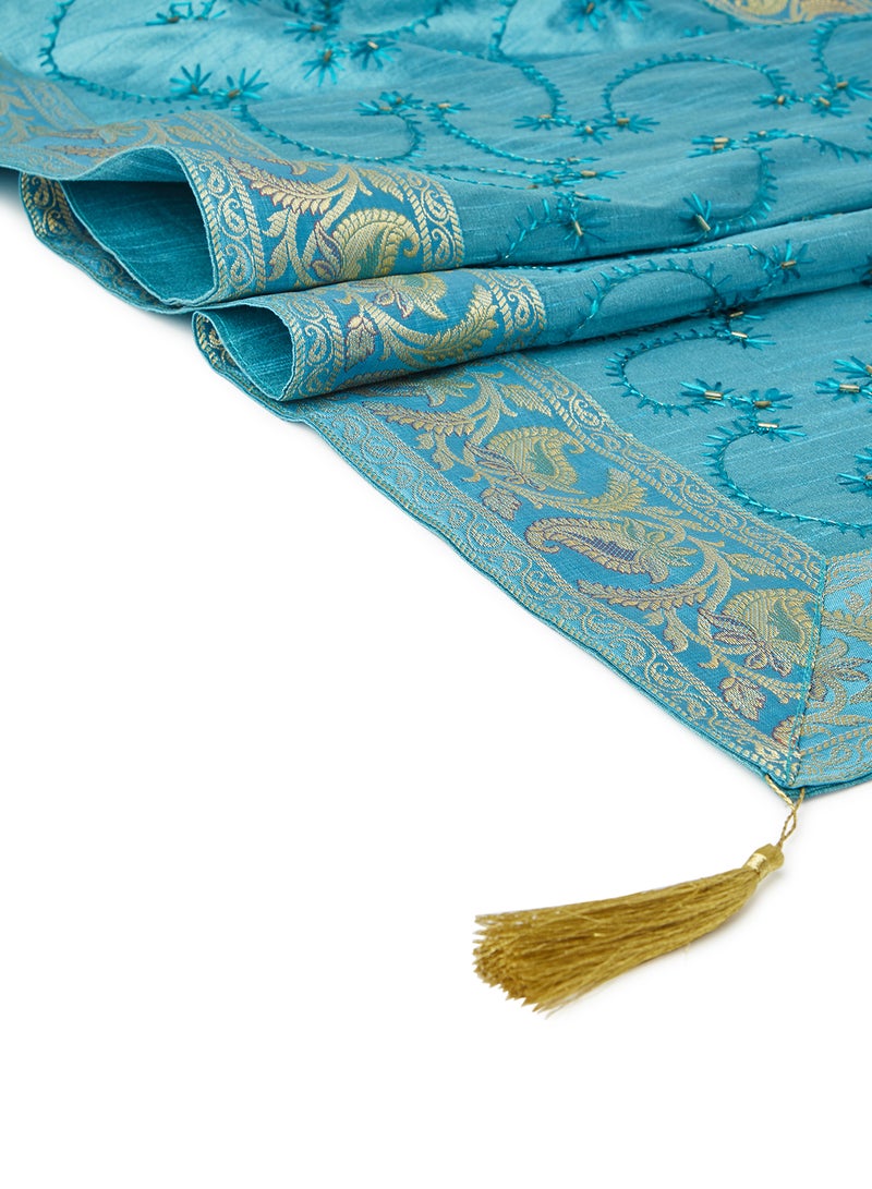 Ikras Decorative Fabric Runner Blue 50x150cm  - Image 3