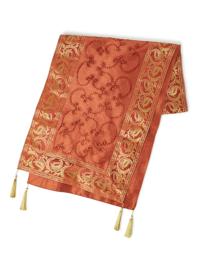 Ikras Decorative Fabric Runner Brown/Gold 40x180cm - Image 1