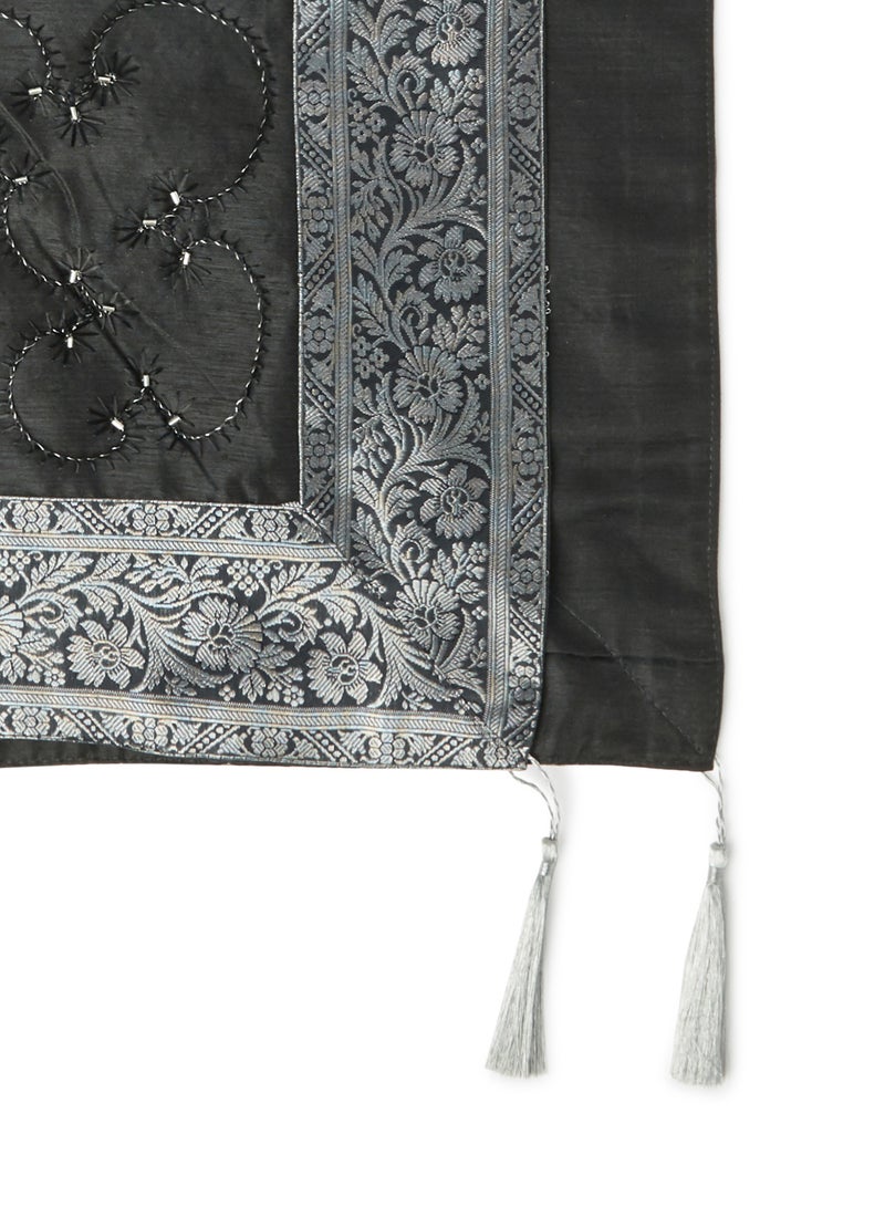 Ikras Decorative Fabric Runner Black/Silver 40x180cm - Image 2