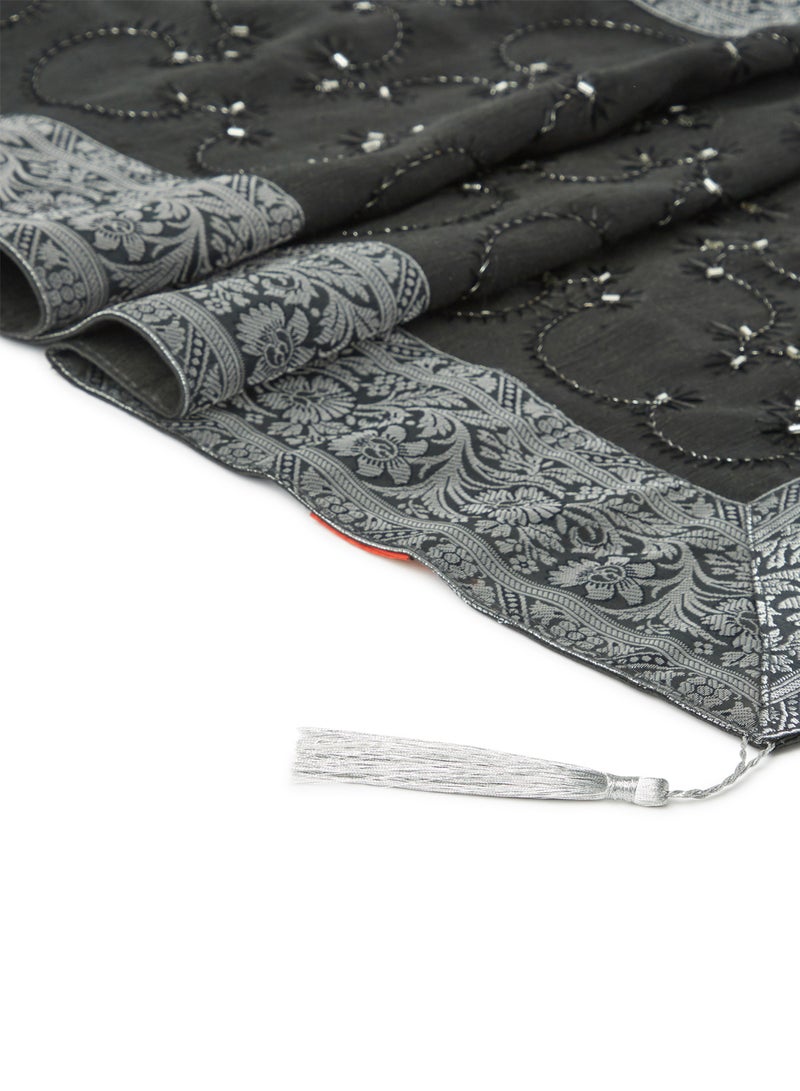 Ikras Decorative Fabric Runner Black/Silver 40x180cm - Image 3