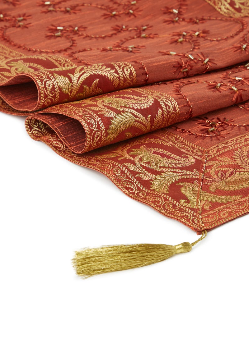 Ikras Decorative Fabric Runner Brown/Gold 40x180cm - Image 3