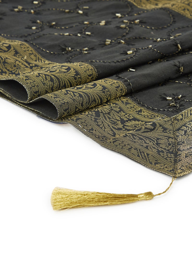 Ikras Decorative Fabric Runner Black/Gold 40x180cm - Image 3