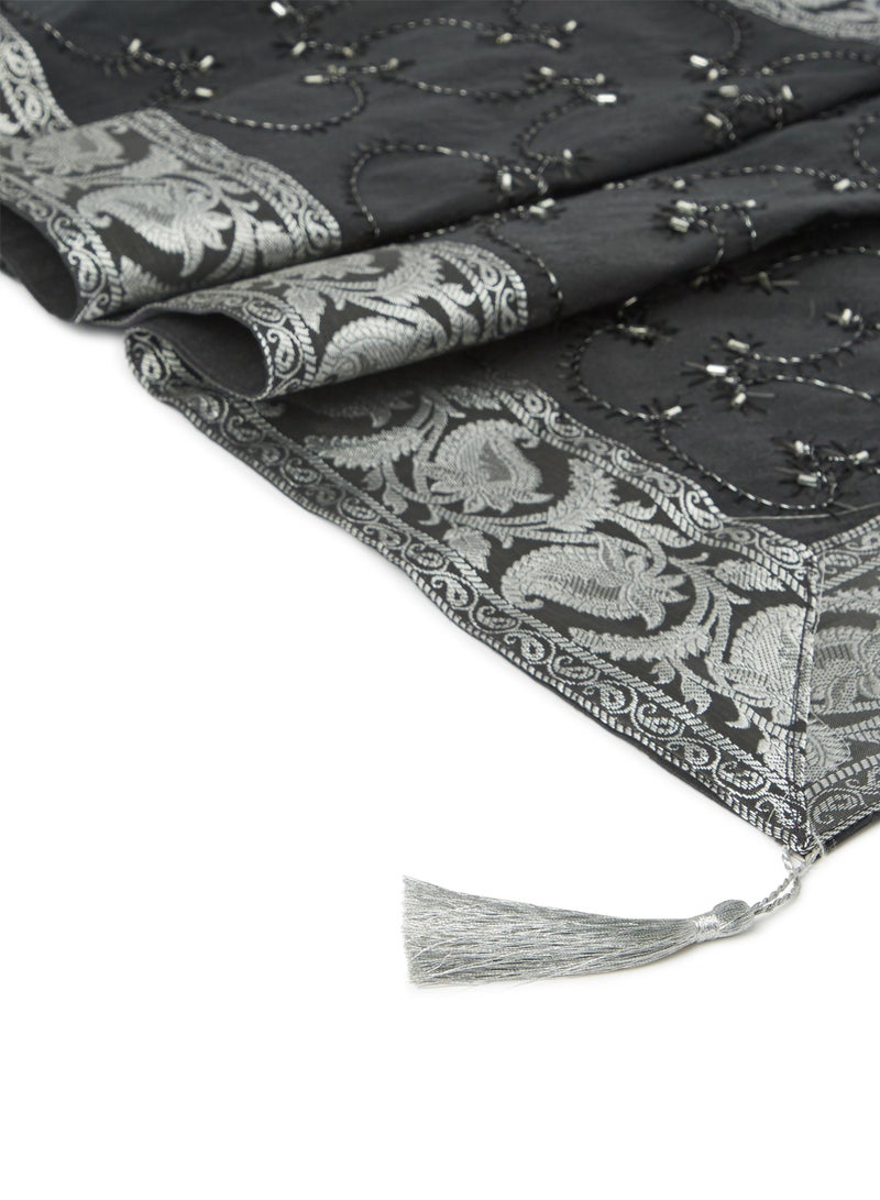 Ikras Decorative Fabric Runner Black/Silver 40x180cm - Image 3