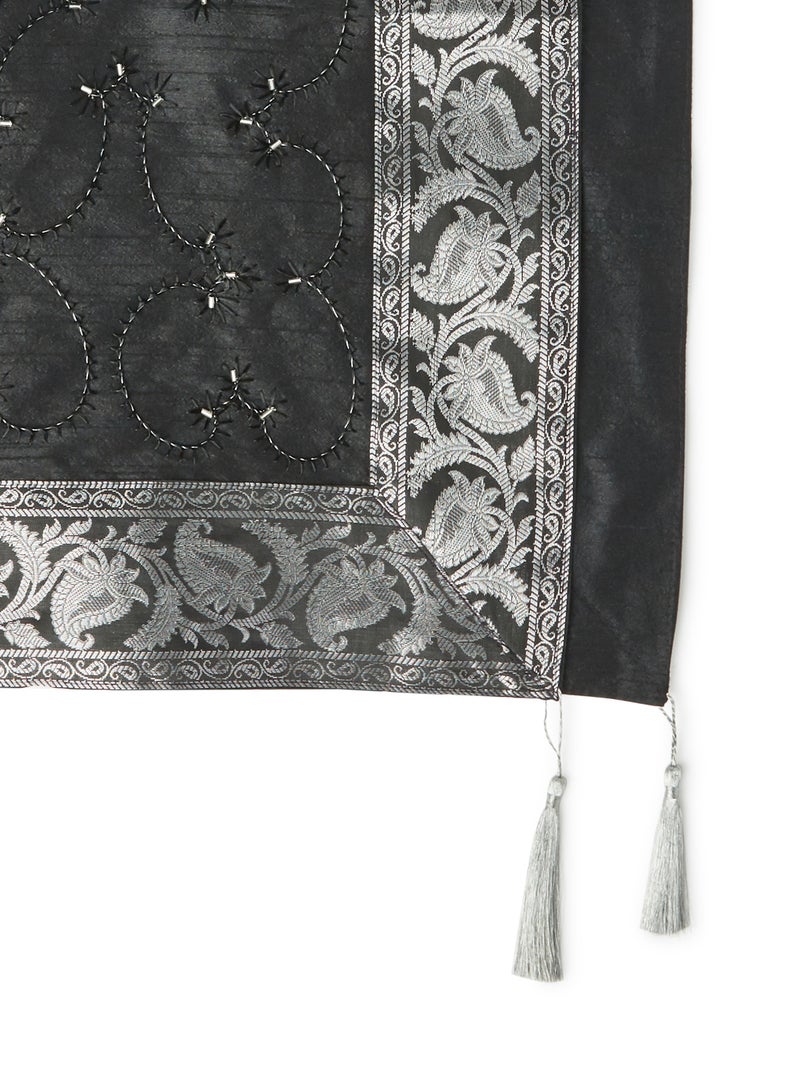 Ikras Decorative Fabric Runner Black/Silver 40x180cm - Image 2