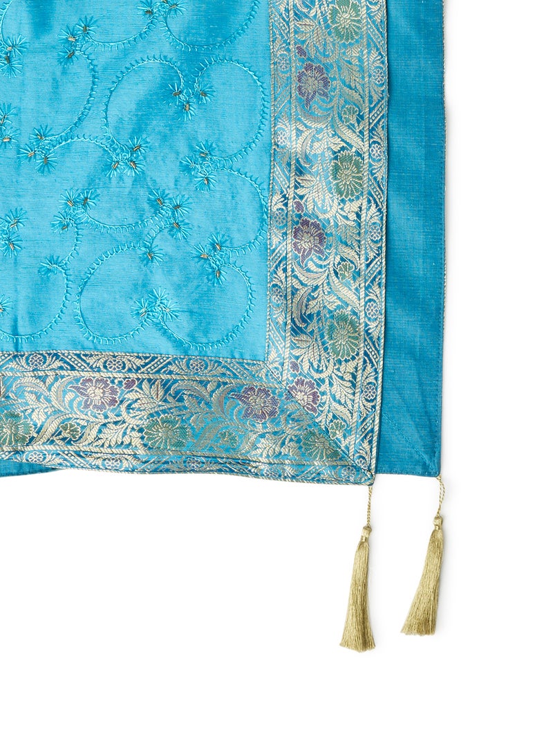 Ikras Decorative Fabric Runner Blue 50x150cm  - Image 2