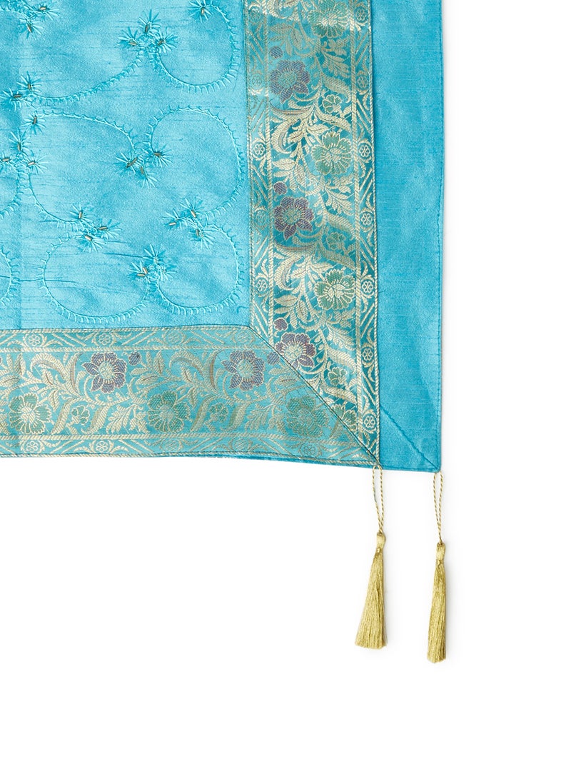 Ikras Decorative Fabric Runner Blue 50x150cm  - Image 2