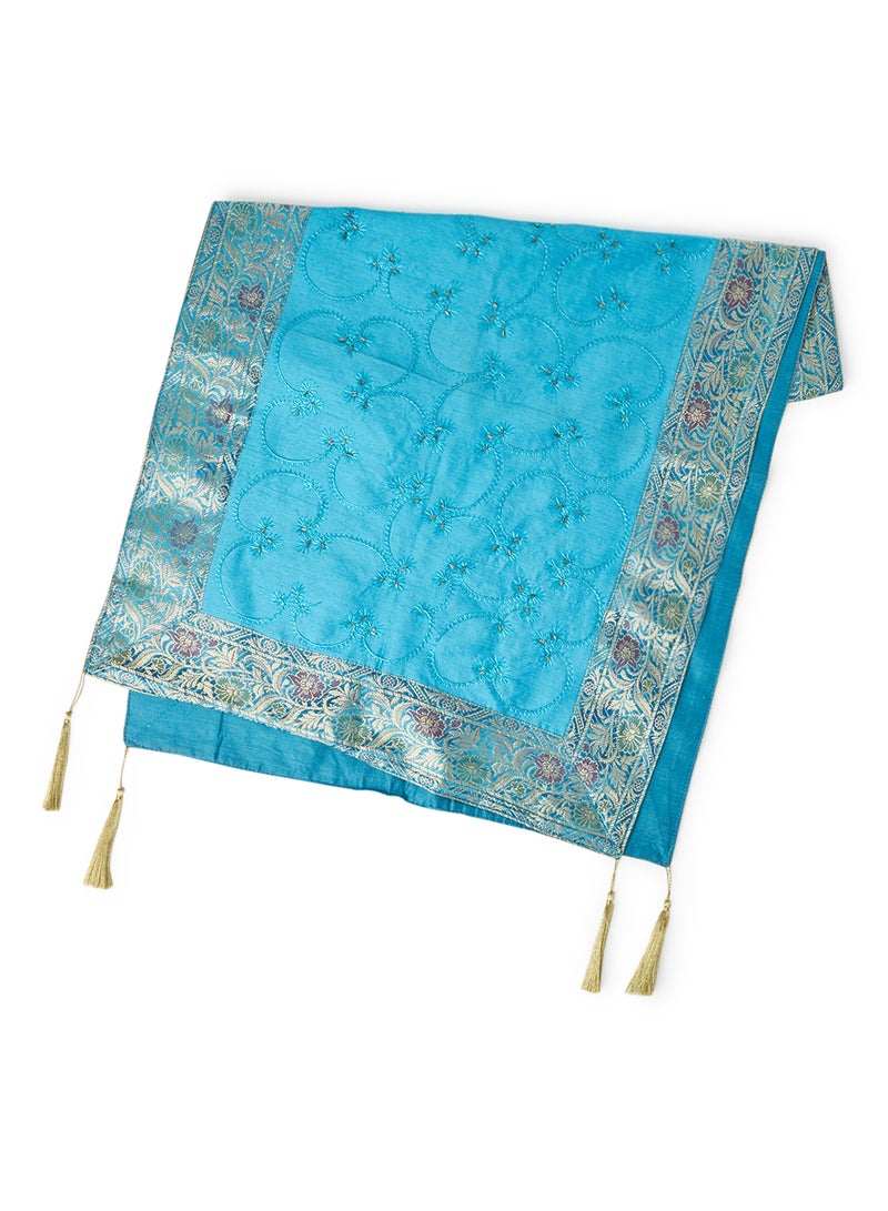 Ikras Decorative Fabric Runner Blue 50x150cm  - Image 1