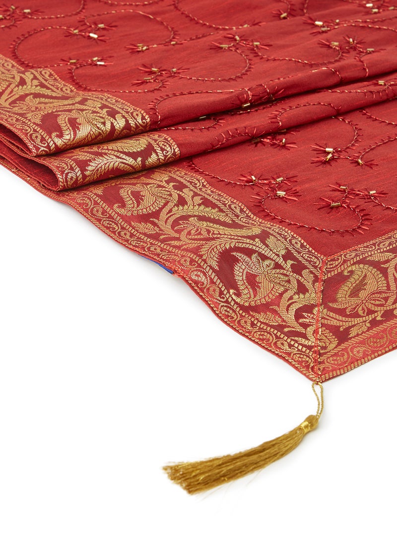 Ikras Decorative Fabric Runner Red/Gold 50x150cm - Image 3