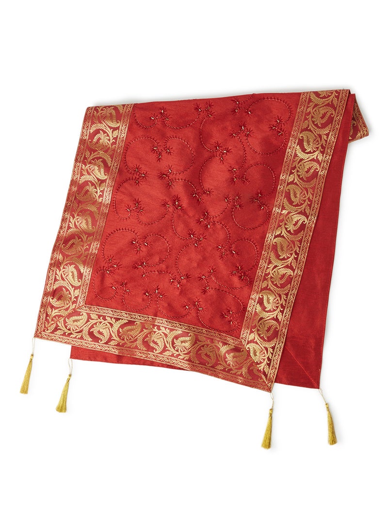 Ikras Decorative Fabric Runner Red/Gold 50x150cm - Image 1