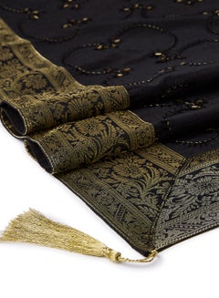 Ikras 4-Piece Embroidered Runner With Placemat And Tissue Box Set Black/Gold 50x100cm  - Image 4
