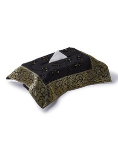 Ikras 4-Piece Embroidered Runner With Placemat And Tissue Box Set Black/Gold 50x100cm  - Image 3