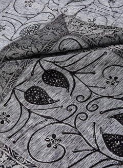 Ikras 4-Piece Embroidered Runner With Placemat And Tissue Box Set Grey 50x100cm  - Image 2