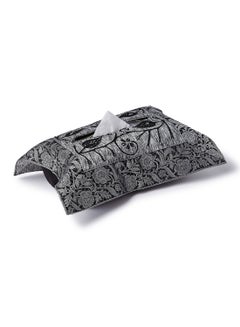 Ikras 4-Piece Embroidered Runner With Placemat And Tissue Box Set Grey 50x100cm  - Image 3