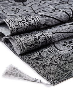 Ikras 4-Piece Embroidered Runner With Placemat And Tissue Box Set Grey 50x100cm  - Image 4