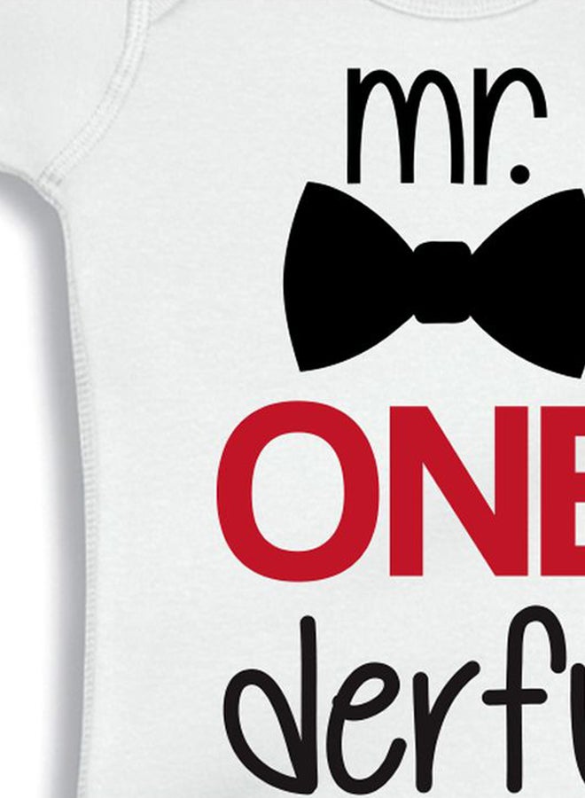 Twinkle Hands Mr.One Derful Printed Onesie White/Black/Red - Image 4